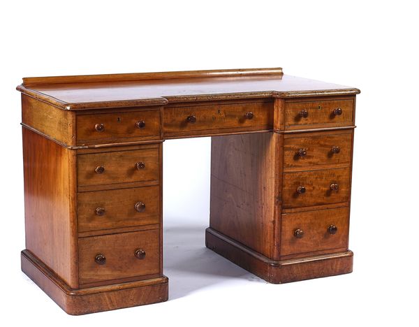 HEAL & SON LONDON; A 19TH CENTURY MAHOGANY PEDESTAL DESK