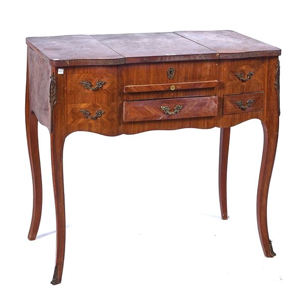 A FRENCH TULIPWOOD AND MARQUETRY POUDREUSE OR DRESSING TABLE, CIRCA 1900