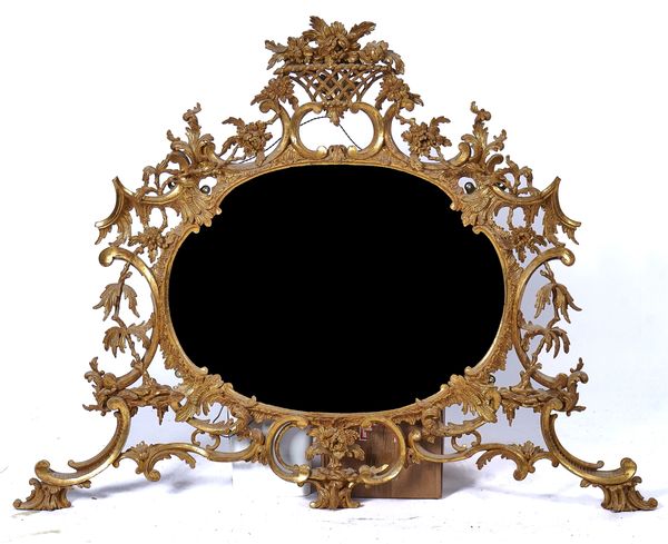 A GEORGE III GILT FRAMED OVAL MIRROR