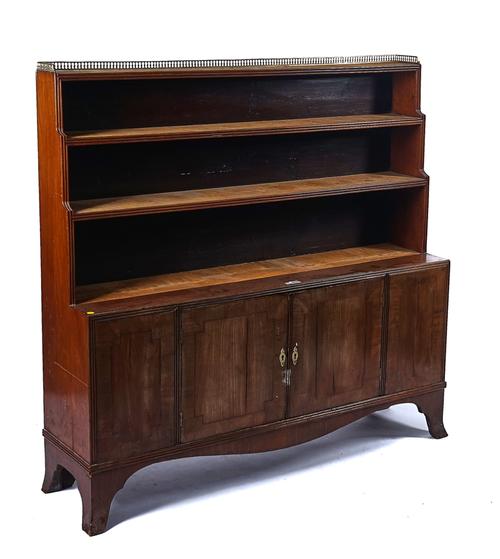 A GEORGE III MAHOGANY WATERFALL BOOKCASE CABINET
