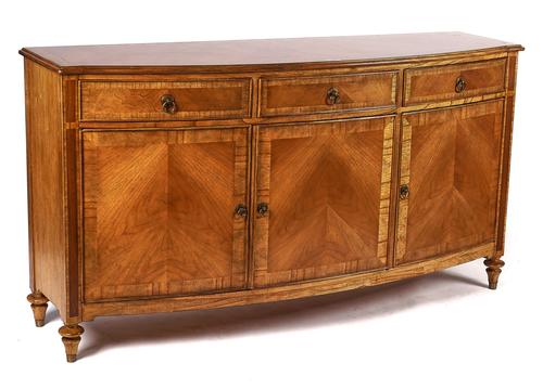 FRANK HUDSON SPIRE RANGE; A WALNUT BOW-FRONT SIDEBOARD