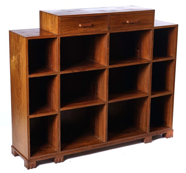 AN ART DECO SOLID ROSEWOOD BOOKCASE