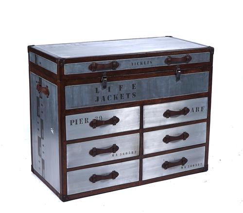A MODERN SIDE CABINET MODELLED AS A 19TH CENTURY TRAVELLING TRUNK