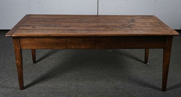 A 19TH CENTURY FRENCH FRUITWOOD KITCHEN TABLE