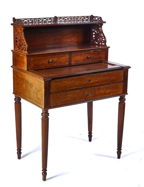 A LATE 19TH CENTURY FRENCH ROSEWOOD BONHEUR DE JOUR