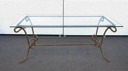 TYSON OF LONDON; A MODERN RECTANGULAR GLASS TOP TABLE