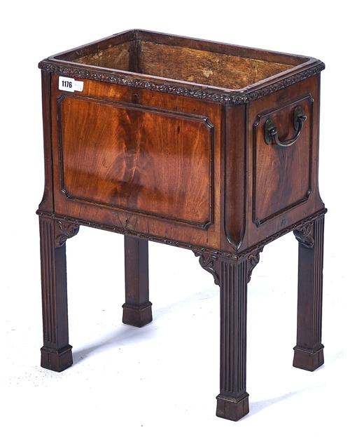 A GEORGE III RECTANGULAR MAHOGANY WINE COOLER