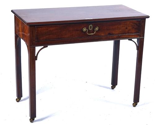 A GEORGE II MAHOGANY SINGLE DRAWER SIDE TABLE