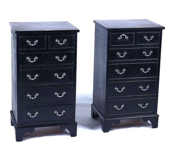 A PAIR OF EBONISED CHESTS (2)