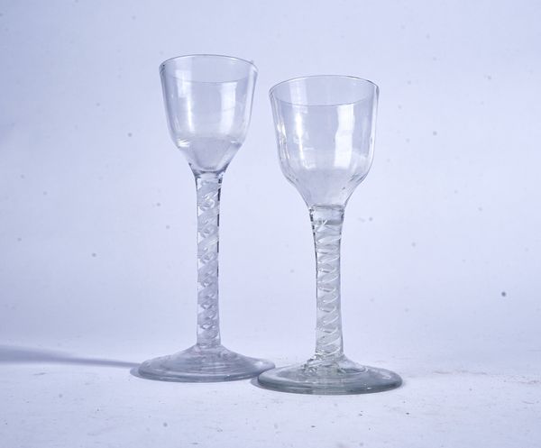 TWO OPAQUE TWIST WINE GLASSES (2)