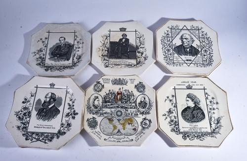 A GROUP OF EIGHT WALLIS GIMSON & CO OCTAGONAL EARTHENWARE PLATES (9)