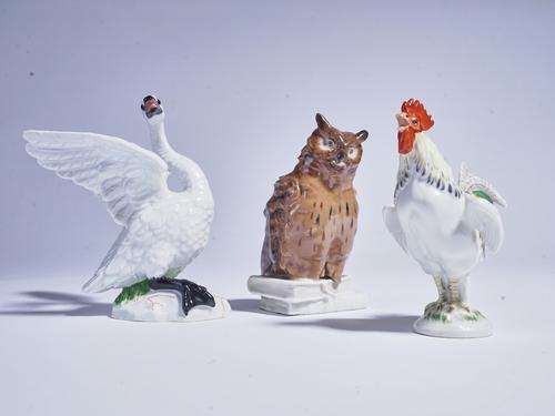 THREE SMALL MEISSEN MODELS OF BIRDS (3)