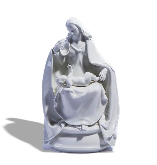 A LARGE MEISSEN WHITE GLAZED GROUP OF THE MADONNA AND CHILD