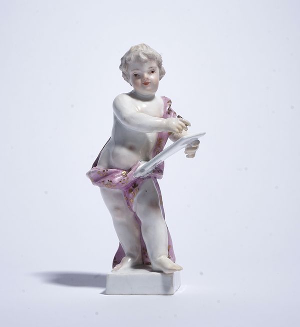 A MEISSEN FIGURE OF A PUTTO FROM THE WARSAW HOFKONDITORERI