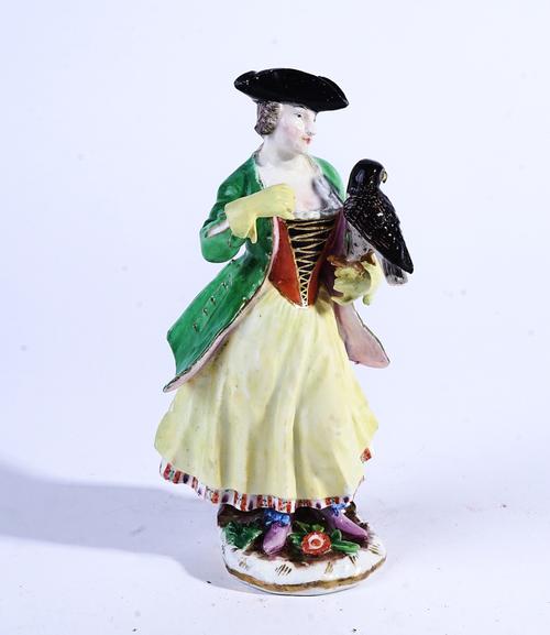 A MEISSEN FIGURE OF A LADY FALCONER