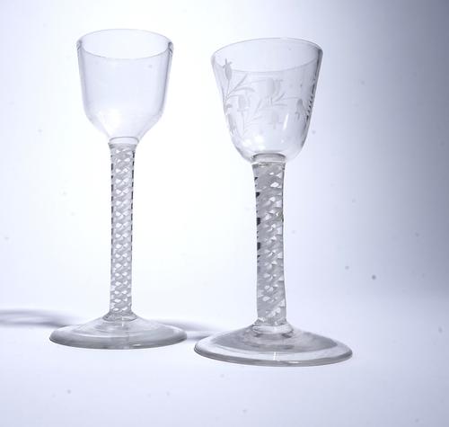 TWO OPAQUE TWIST WINE GLASSES (2)
