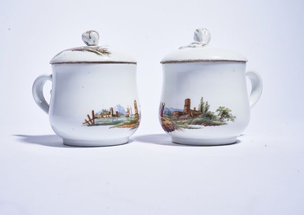 A PAIR OF MEISSEN PORCELAIN CUSTARD CUPS AND COVERS (4)