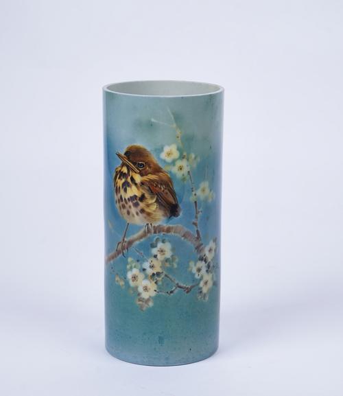 A ROYAL DOULTON TITANIAN WARE CYLINDRCAL VASE