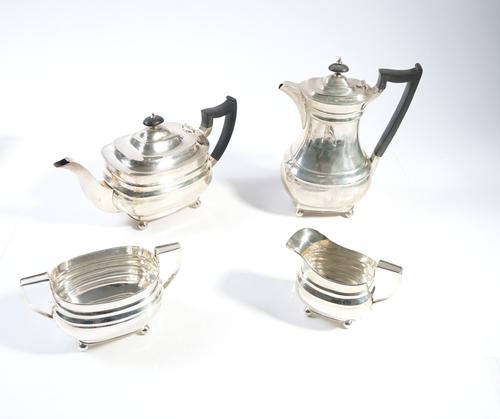 A SILVER FOUR PIECE TEA SET