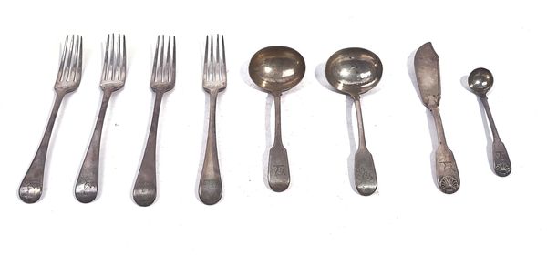 A GROUP OF SILVER TABLE FLATWARE (8)
