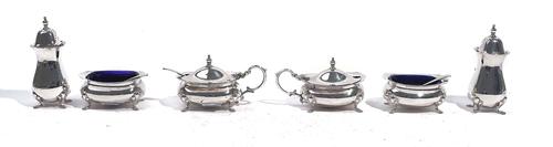 SIX SILVER CONDIMENTS (9)