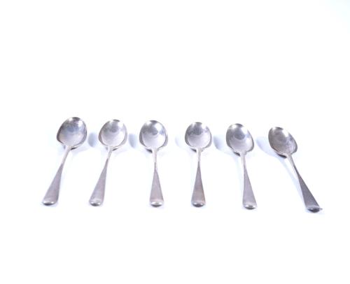 SIX SILVER LACE BACK TEASPOONS (6)