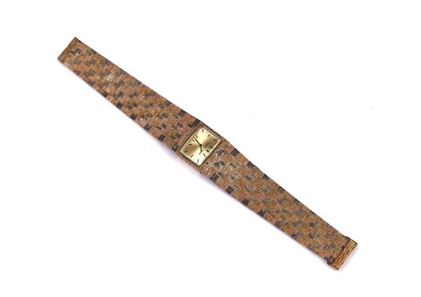 A BUECHE-GIROD 9CT THREE COLOUR GOLD LADY'S BRACELET WRISTWATCH