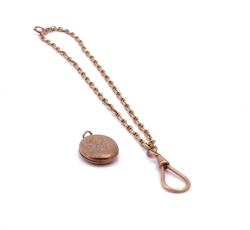 A GOLD NECKCHAIN AND A PENDANT LOCKET (2)