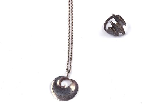 TWO PIECES OF GEORG JENSEN SILVER JEWELLERY