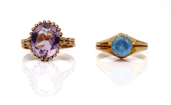 TWO GOLD AND GEM SET RINGS