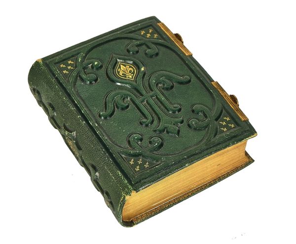A VICTORIAN GREEN LEATHER AND GILT-METAL BOUND PHOTOGRAPH ALBUM