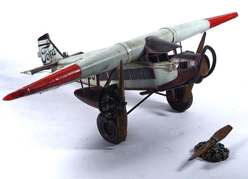 A LARGE METAL MODEL OF AN AEROPLANE