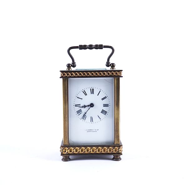 A FRENCH BRASS CASED CARRIAGE CLOCK