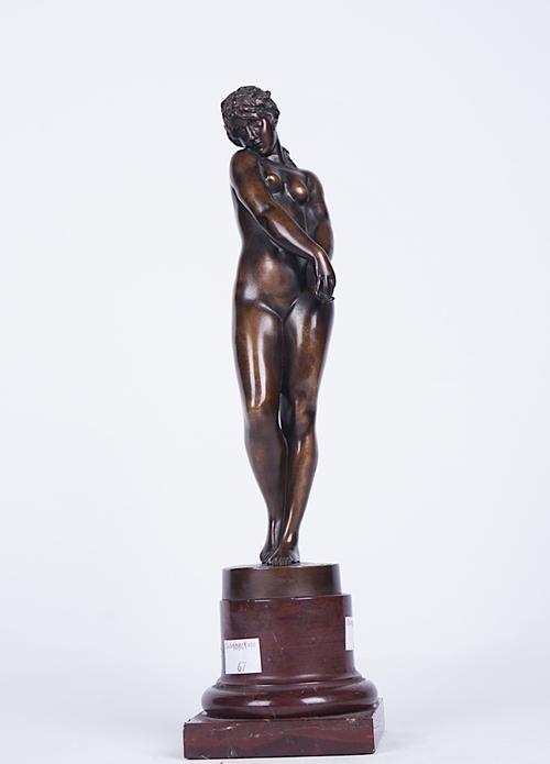 GUSTAV H. EBERLEIN (1846-1926); A BRONZE FEMALE NUDE SCULPTURE OF ‘PYSCHE’
