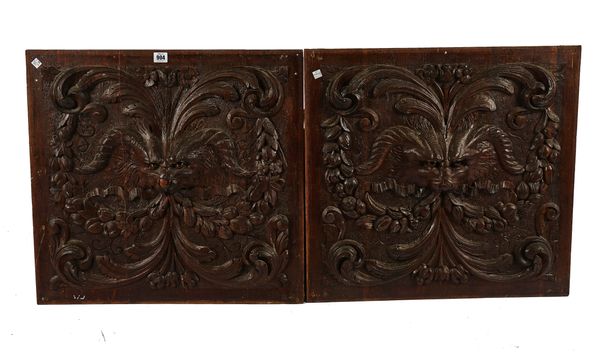 A PAIR OF VICTORIAN CARVED OAK PANELS (2)