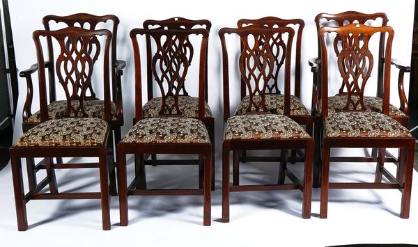 MORGAN & CO. CARDIFF; A SET OF EIGHT GEORGE III STYLE MAHOGANY DINING CHAIRS (8)