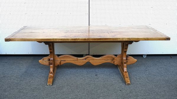 A LARGE SYCAMORE REFECTORY TABLE
