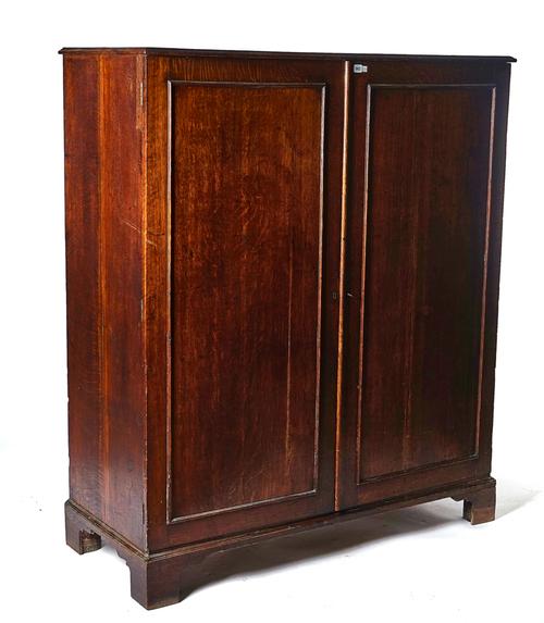 A GEORGE III OAK LINEN PRESS/FOLIO CABINET