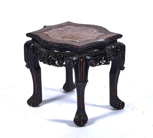 A 19TH CENTURY CHINESE CARVED HARDWOOD JARDINIERE STAND