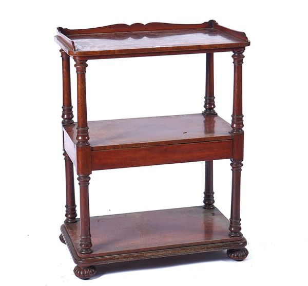 A WILLIAM IV MAHOGANY THREE-TIER WHAT-NOT