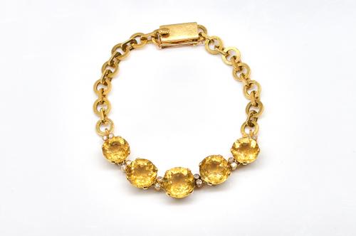 A GOLD, DIAMOND AND CITRINE BRACELET