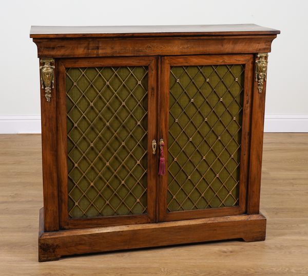 A VICTORIAN GILT-METAL MOUNTED WALNUT SIDE CABINET