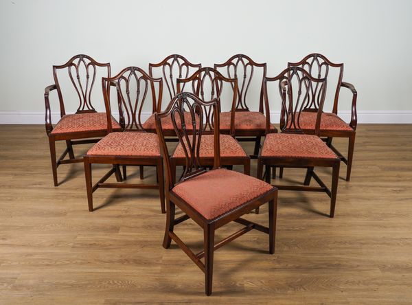 WYLIE AND LOCHHEAD LTD GLASGOW; A SET OF EIGHT GEOGE III STYLE MAHOGANY DINING CHAIRS (8)