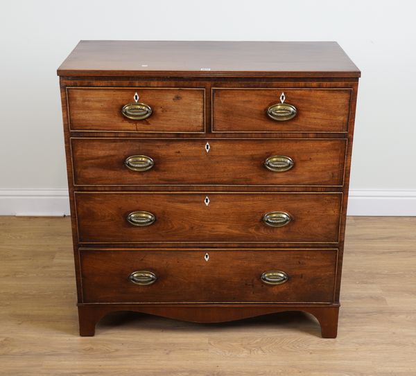 A GEORGE III MAHOGANY FIVE DRAWER CHEST