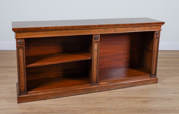 A 19TH CENTURY MAHOGANY LOW TWIN SECTION BOOKCASE