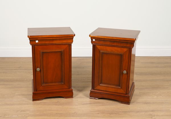 A PAIR OF FRENCH FRUITWOOD BEDSIDE TABLES (2)