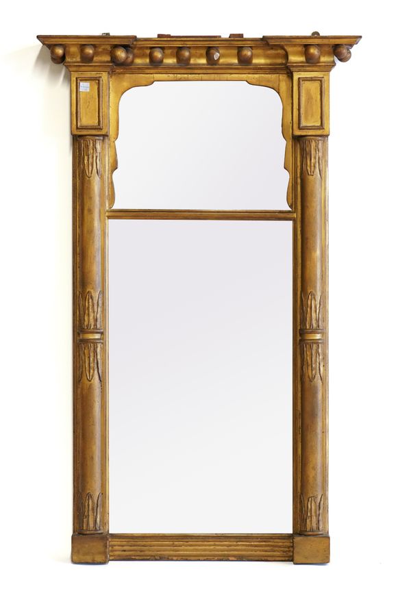 A WILLIAM IV GILT FRAMED ETCHED GLASS PIER MIRROR