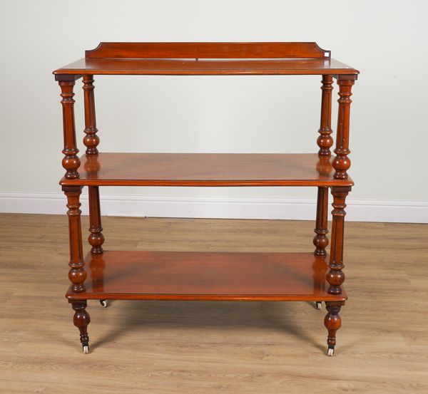 A VICTORIAN MAHOGANY OPEN THREE-TIER BUFFET