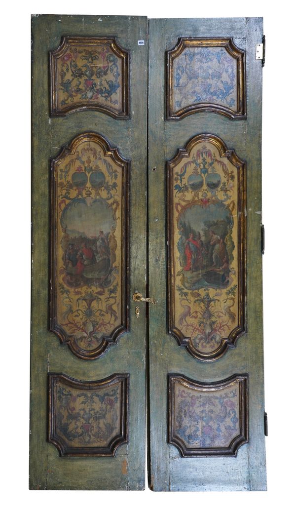 A PAIR OF 19TH CENTURY CONTINENTAL POLYCHROME PAINTED INTERNAL DOORS (2)