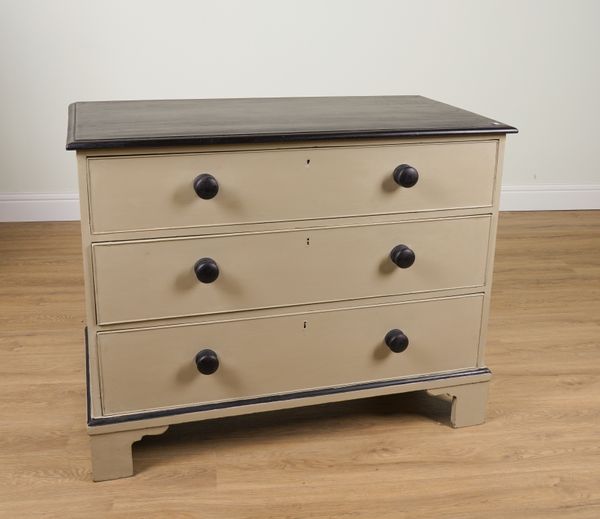 A GEORGE III LATER TWO-TONE PAINTED THREE DRAWER CHEST